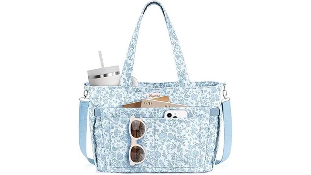 multiple pocket corduroy tote